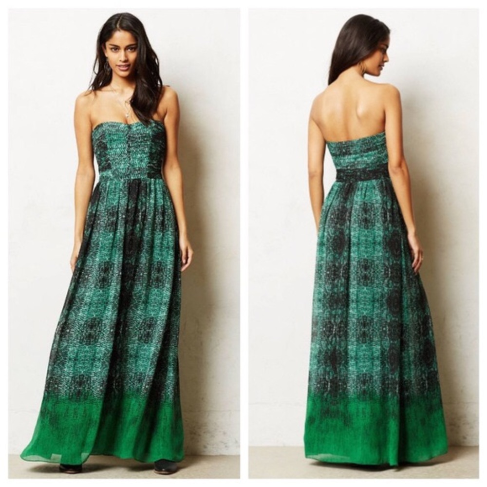Anthropologie Vernalis Snake-Print Maxi Dress